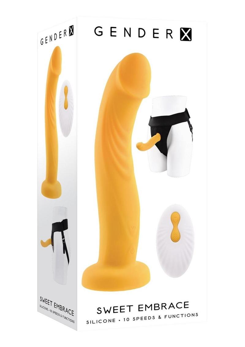 Gender X Sweet Embrace Rechargeable Silicone Dual Vibrating Strap-On with Remote Control