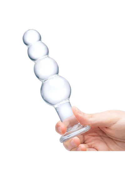 Glas Beaded Glass Butt Plug - Clear - 7.25in