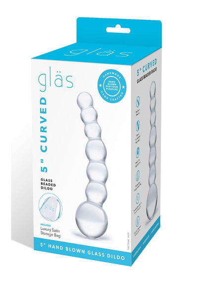 Glas Curved Beaded Glass Dildo - Clear - 5in