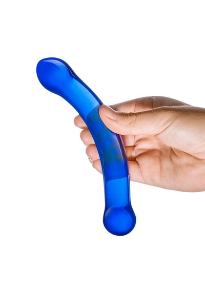 Glas Curved G-Spot Glass Dildo - Blue - 6in