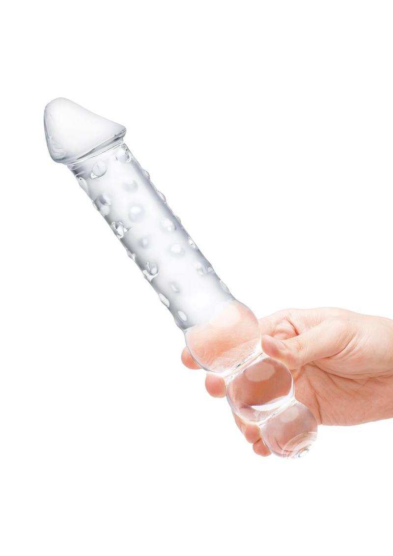 Glas Double Ended Glas Dildo with Anal Beads - Clear - 12in