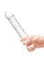 Glas Double Ended Glas Dildo with Anal Beads - Clear - 12in