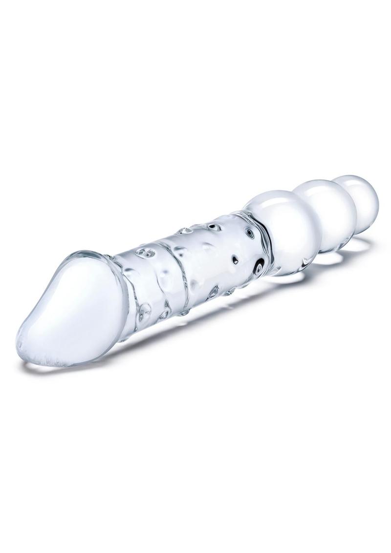 Glas Double Ended Glas Dildo with Anal Beads - Clear - 12in