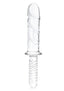 Glas Girthy Glass Cock Double Ended with Handle - Clear - 11in