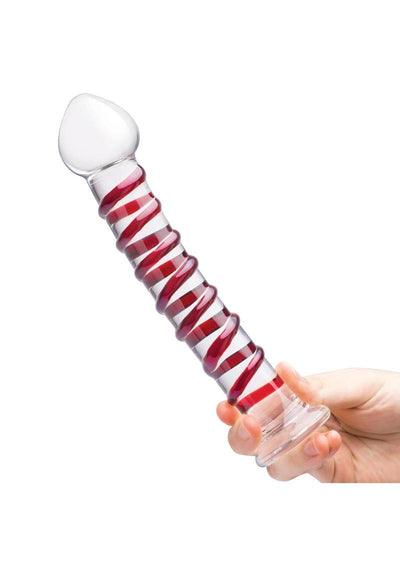 Glas Mr. Swirly Glass Dildo - Clear/Red - 10in