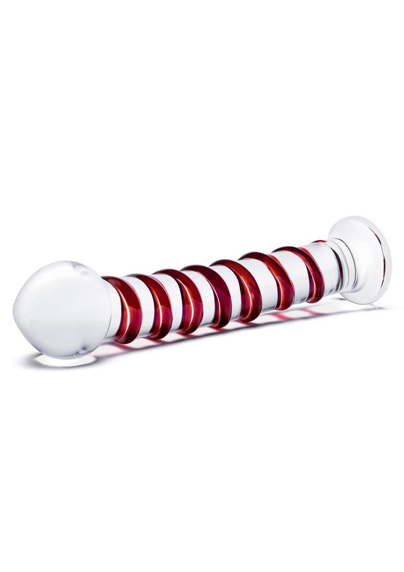 Glas Mr. Swirly Glass Dildo - Clear/Red - 10in