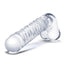 Glas Realistic Ribbed Glass G-Spot Dildo with Balls