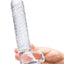 Glas Realistic Ribbed Glass G-Spot Dildo with Balls - Clear - 8in