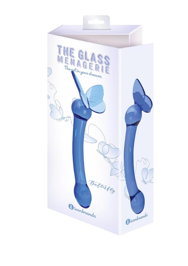 Glass Menagerie Butterfly G-Spot Dildo - Blue/Dark Blue