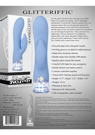 Glitteriffic Rechargeable Silicone Light-Up Vibrator - Aqua/Blue