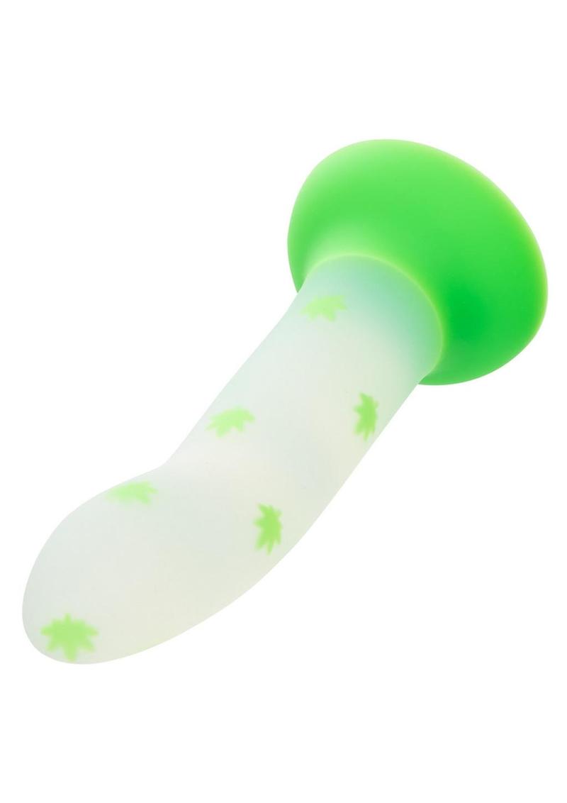 Glow Stick Leaf Silicone Glow In The Dark Dildo with Suction Base - Green