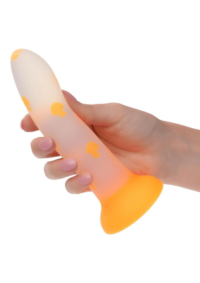 Glow Stick Mushroom Silicone Glow In The Dark Dildo with Suction Base - Orange