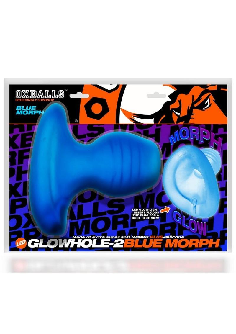 Glowhole 2 Hollow Buttplug with Led Insert - Large - Blue Morph