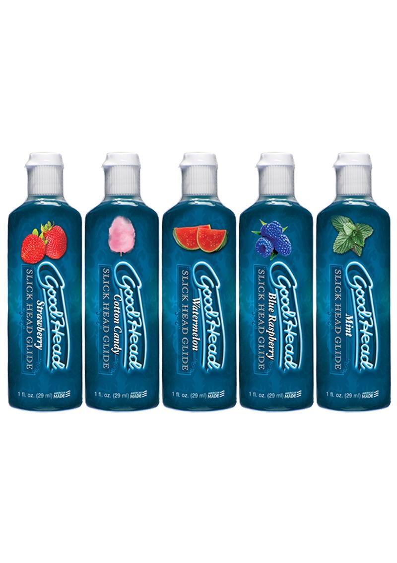 Goodhead Slick Head Glide Water Based Flavored Lubricants 5pc Set Assorted Flavors