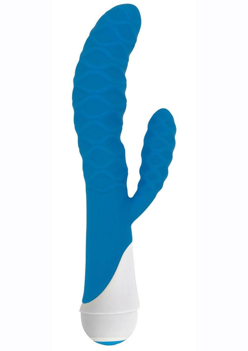 Gossip 20x Wavy Silicone Rabbit Vibrator - Blue