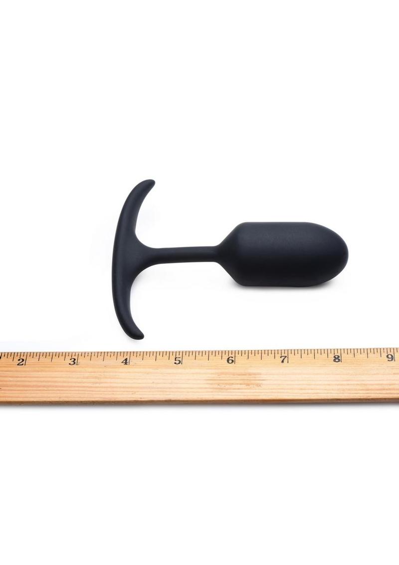 Heavy Hitters Premium Silicone Weighted Anal Plug - Black - Medium