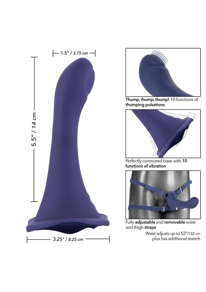 Her Royal Harness Me2 Thumper Strap-On with Silicone Rechargeable Dildo - Blue