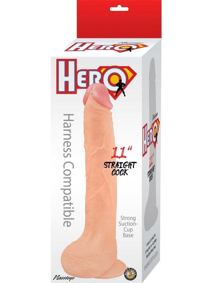 Hero Straight Cock Realistic Dildo with Suction Cup - Vanilla - 11in