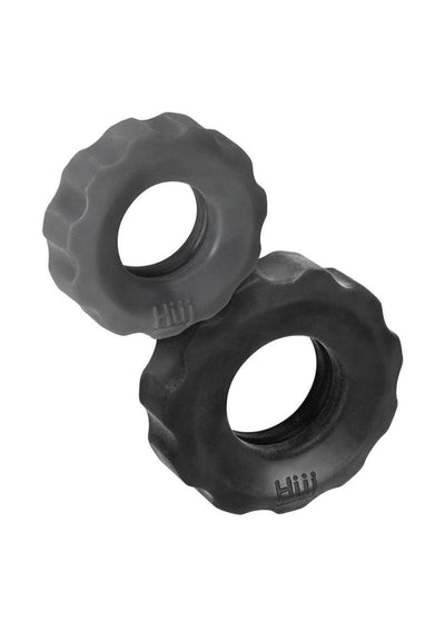 Hunkyjunk Cog Silicone Cock Ring - Assorted Colors/Black/Gray - 2 Pack