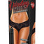 Hustler Toys Vibrating Panties Panty Vibe Lace Up Back Thong with Hidden Vibe Pocket - Black - Large/Medium