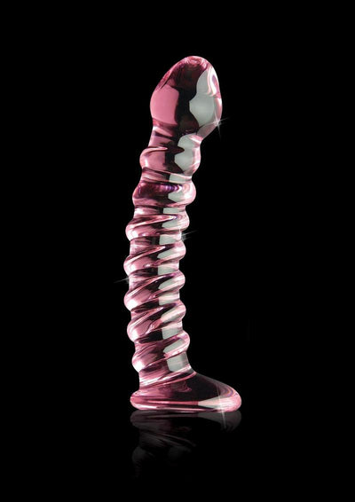 Icicles No 28 Textured Glass G-Spot Dildo - Pink - 7in