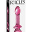 Icicles No. 82 Textured Glass Juicer Anal Probe with Heart Shaped Handle - Pink