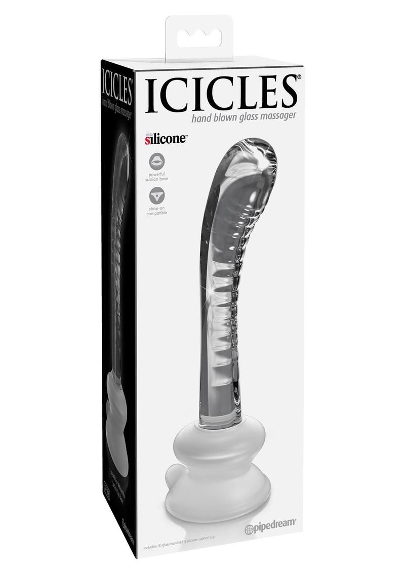 Icicles No. 88 Glass G-Spot Wand with Bendable Silicone Suction Cup