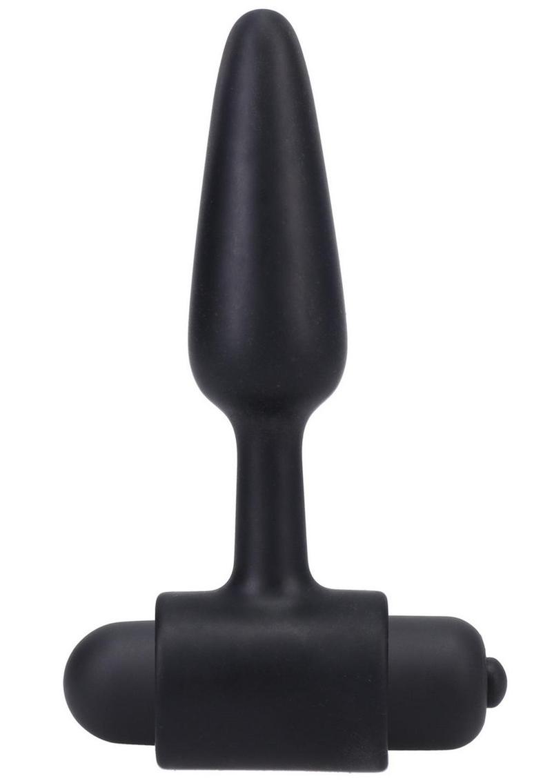 In A Bag Silicone Vibrating Butt Plug - Black - 3in