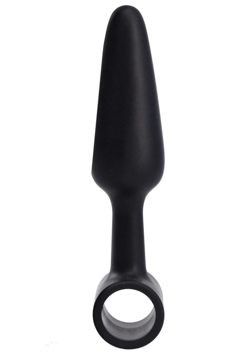 In A Bag Silicone Vibrating Butt Plug - Black - 4in