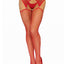 Industrial Net Stockings with O-Ring Attached Garter Belt - Red - One Size