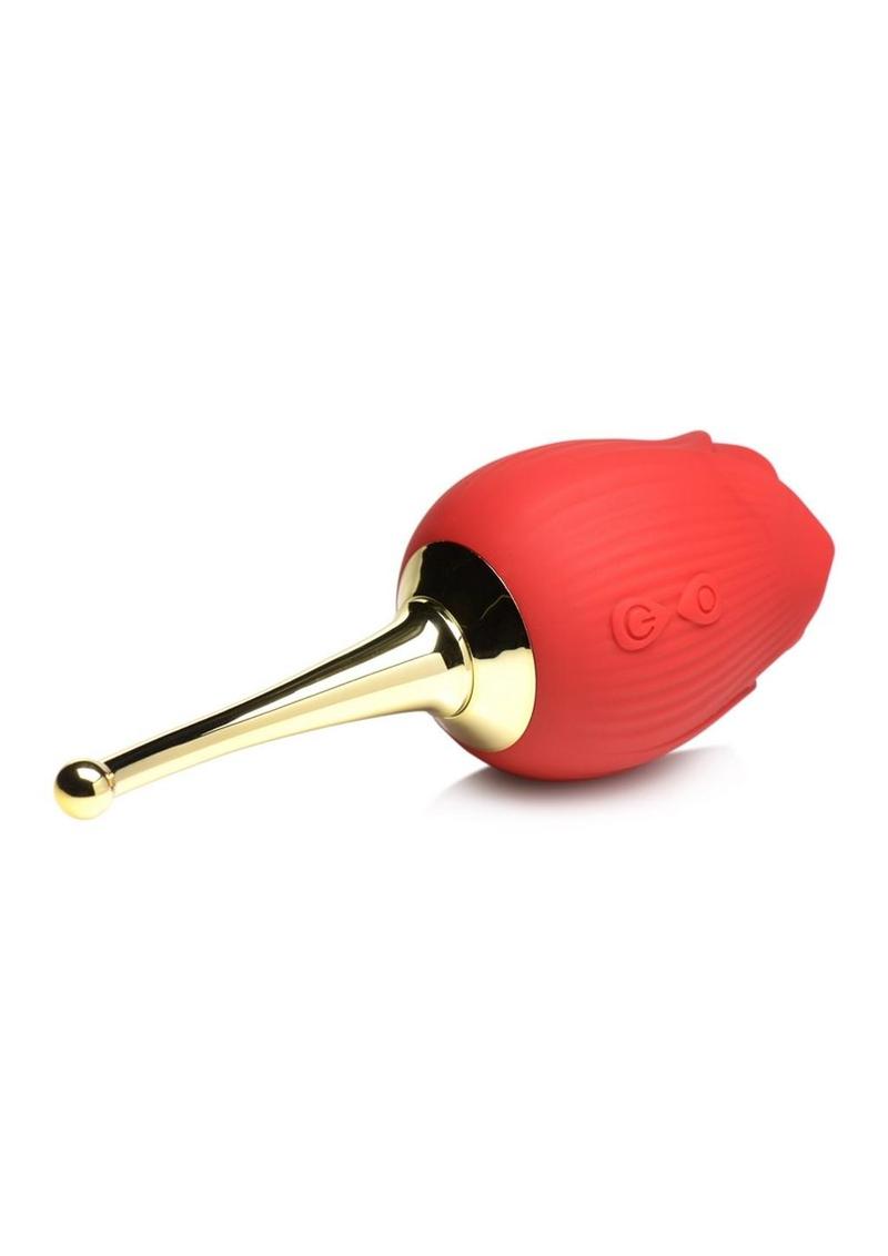 Inmi Bloomgasm Flutter Rose Rechargeable Silicone Sucking Rose with Butterfly Teaser - Gold/Red