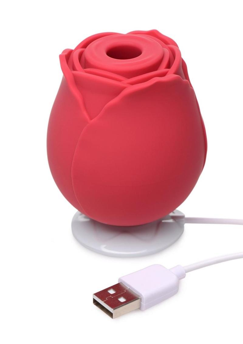 Inmi Bloomgasm Wild Rose 10x Silicone Rechargeable Clit Stimulator with Suction - Red