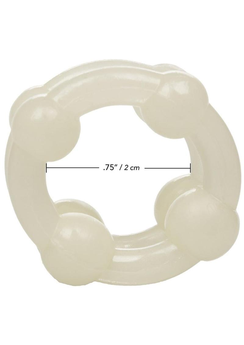 Island Rings Double Stacker Cock Rings - Glow In The Dark/White - 2 Piece Set