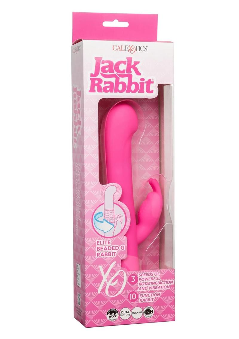 Jack Rabbit Elite Beaded G Rabbit Silicone Rechargeable Vibrator with Clitoral Stimulator