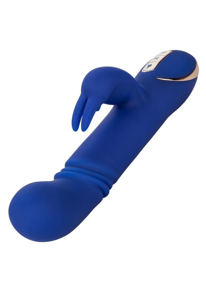 Jack Rabbit Signature Heated Silicone Thrusting G Rabbit Rechargeable Vibrator - Blue