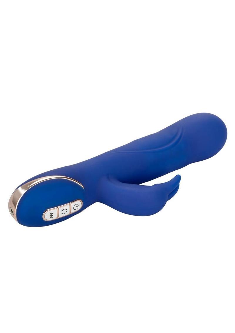 Jack Rabbit Signature Silicone Rotating Beaded Rabbit Vibrator Multi Function USB Rechargeable Waterproof - Blue