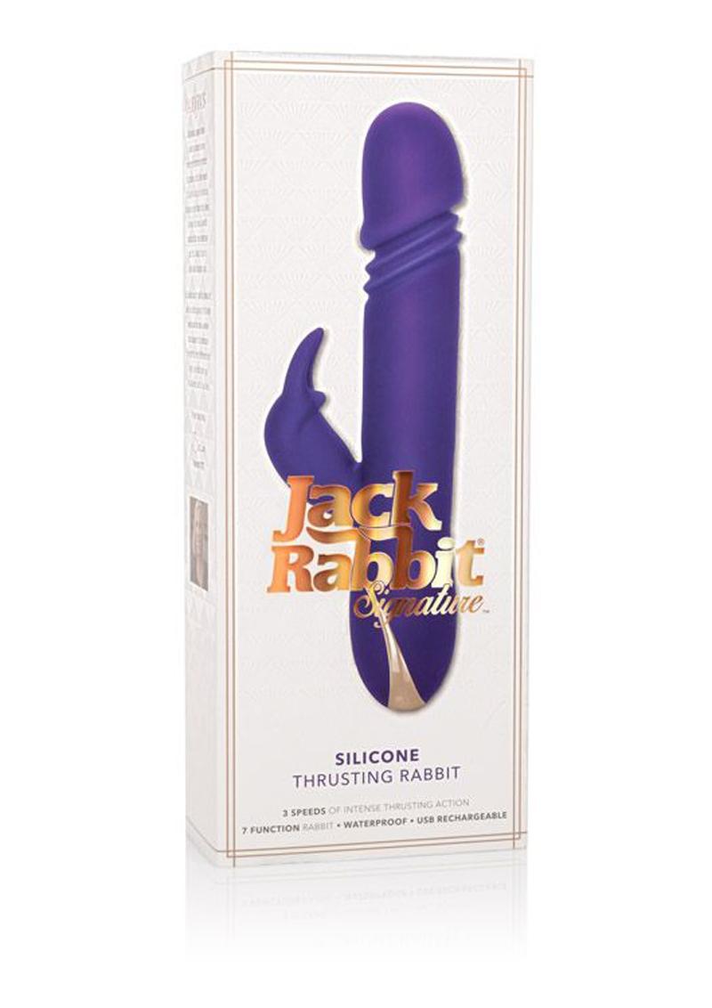 Jack Rabbit Signature Silicone Thrusting Rabbit Rechargeable Vibrator - Purple