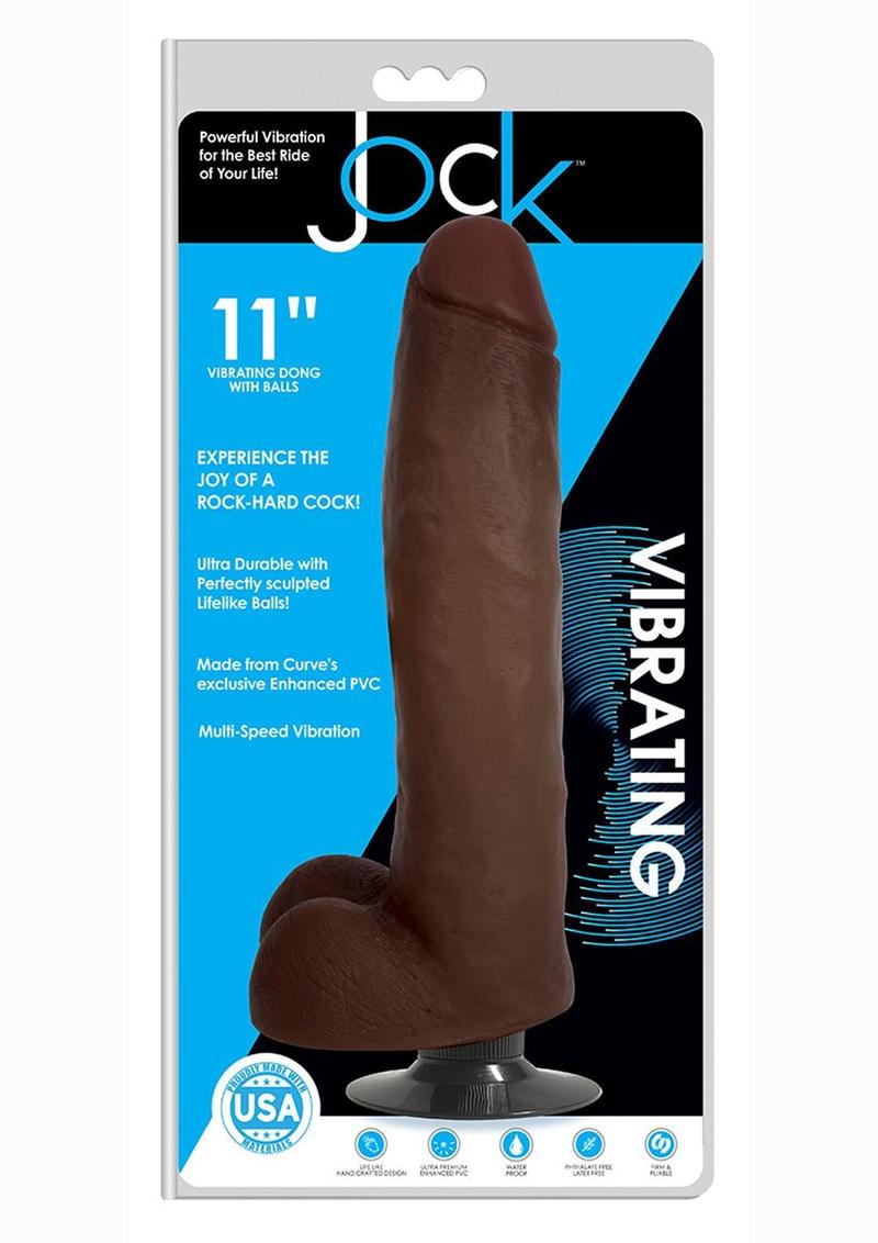 Jock Vibrating Dildo with Balls - Chocolate - 11in