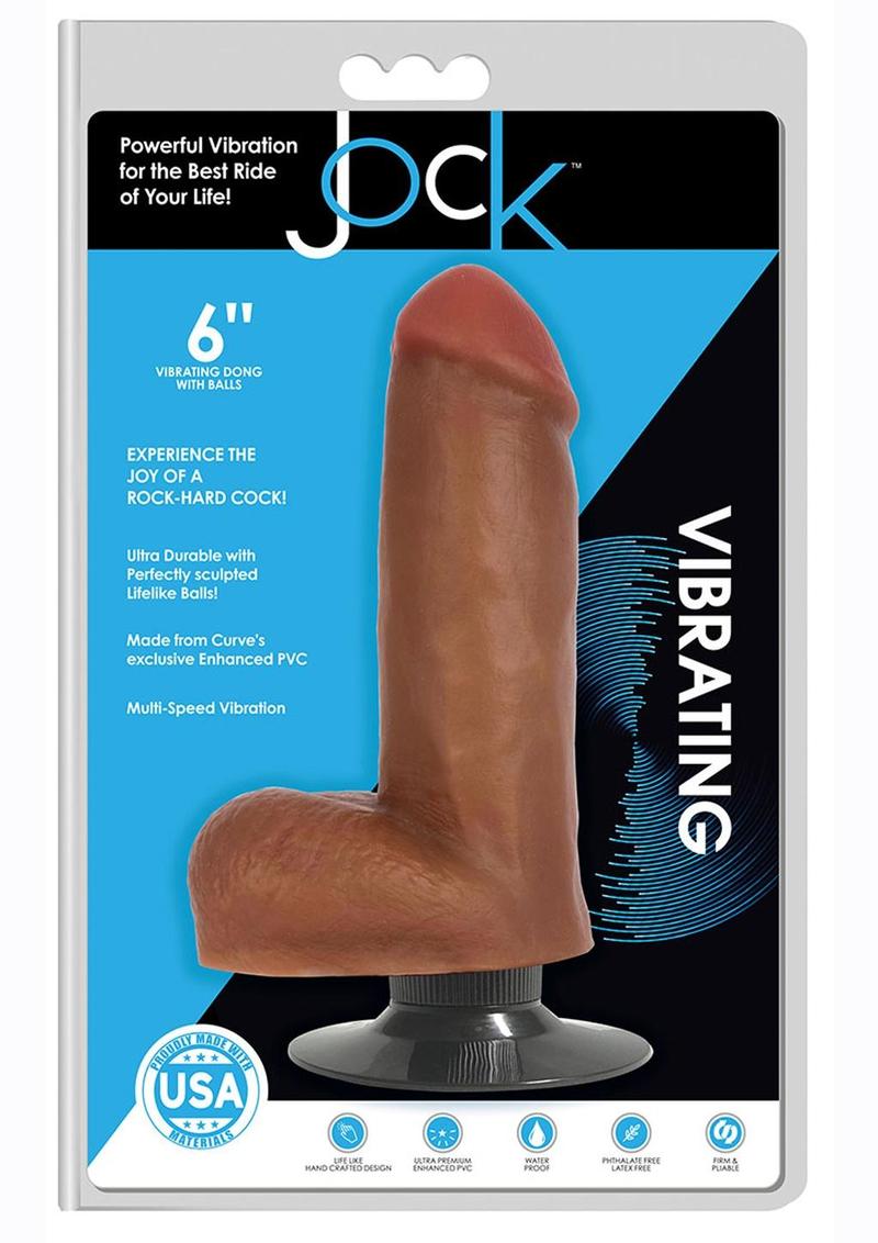 Jock Vibrating Dildo with Balls - Caramel - 6in