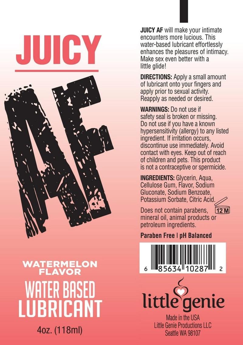 Juicy AF Water Based Flavored Lubricant Watermelon - 2oz.