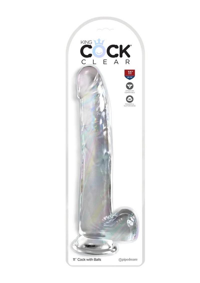 King Cock Clear Dildo with Balls - Clear - 11in