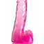 King Cock Clear Dildo with Balls - Clear/Pink - 6in