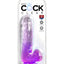 King Cock Clear Dildo with Balls - Clear/Purple - 6in