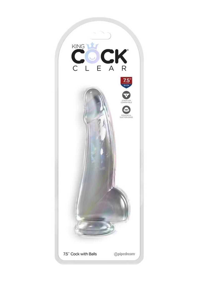 King Cock Clear Dildo with Balls - Clear - 7.5in