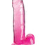 King Cock Clear Dildo with Balls - Clear/Pink - 7in