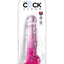 King Cock Clear Dildo with Balls - Clear/Pink - 8in