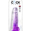 King Cock Clear Dildo with Balls - Clear/Purple - 8in