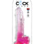 King Cock Clear Dildo with Balls - Clear/Pink - 9in