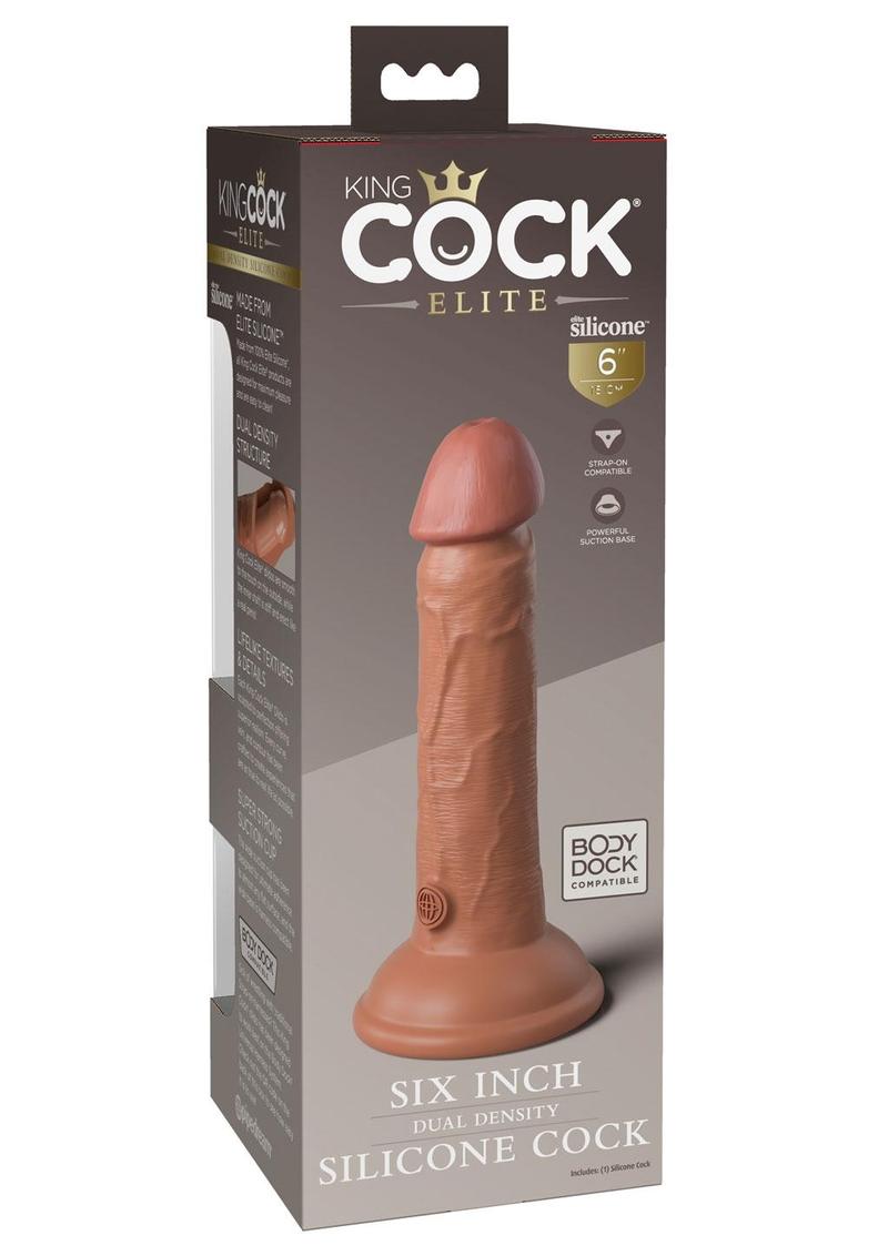 King Cock Elite Dual Density Silicone Dildo - Caramel - 6in