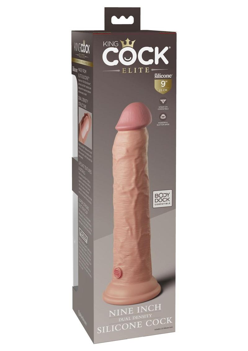 King Cock Elite Dual Density Silicone Dildo - Vanilla - 9in